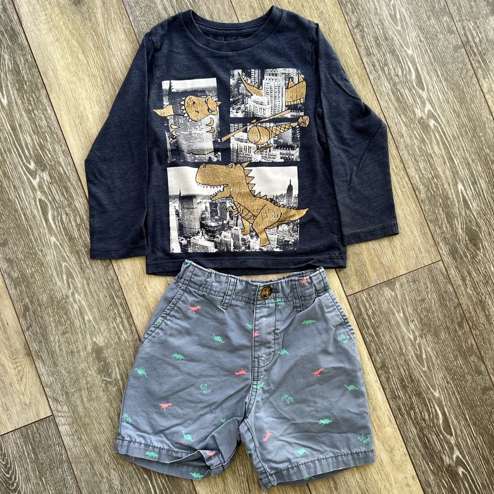 3T Dinosaur bundle with shorts and long sleeves T-shirt